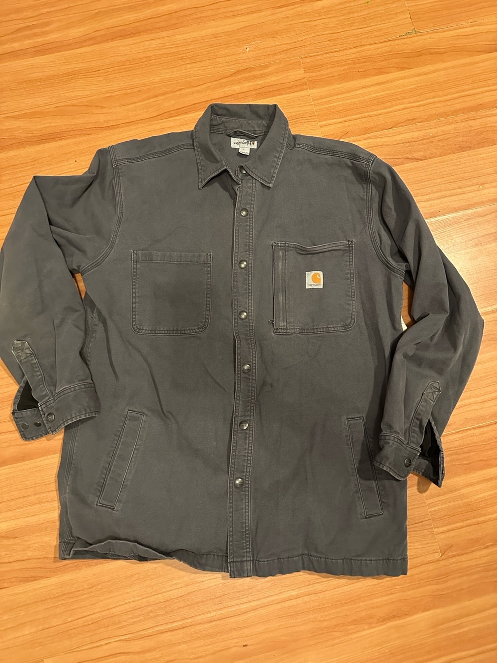 Carhartt Men's Gray Canvas Snap-Front Work Jacket